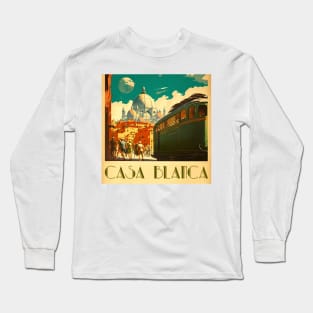 Casa Blanca Morocco Vintage Travel Art Poster Long Sleeve T-Shirt